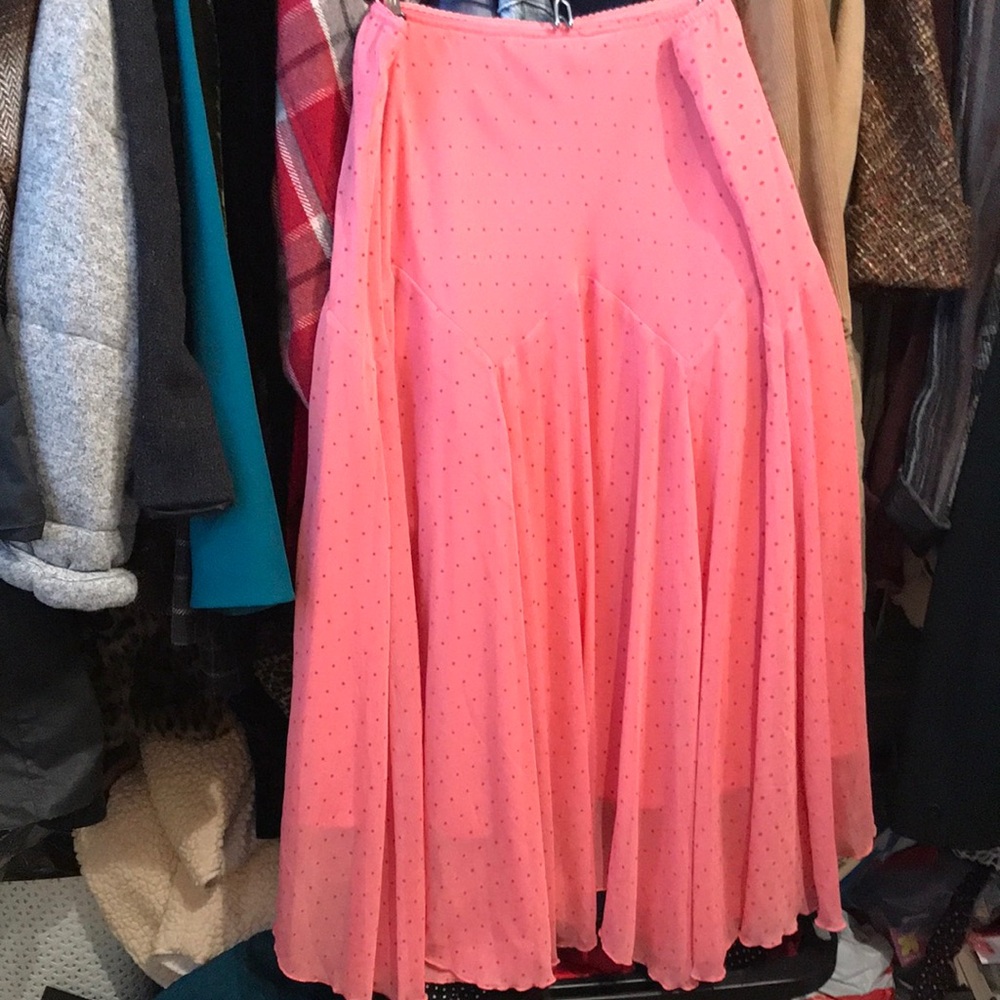 Vintage Pink Polka Dot Fairy Girly Sheer Midi Skirt